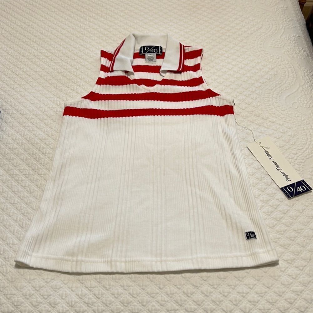 0/40 Love Forty Sleeveless Collared Knit Tennis Top - Size Medium